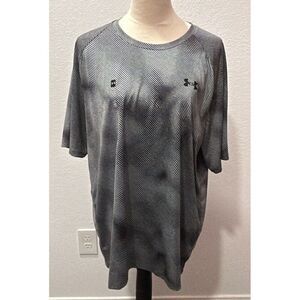 NEW MENS UNDER ARMOUR BLUE STRIPED TECH TEE‎ SHIRT W/BLACK LOGO  SIZE XL